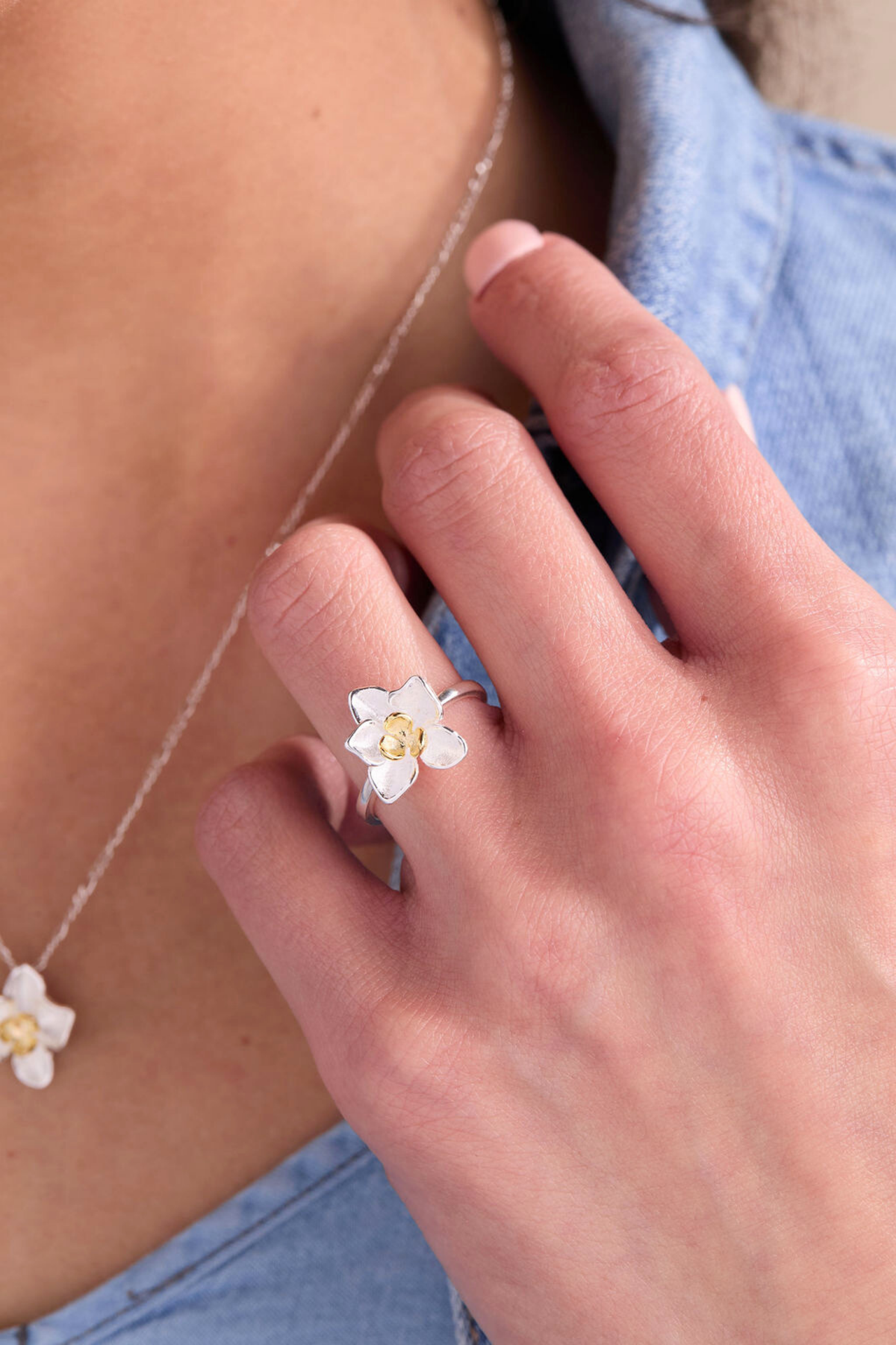 Daffodil Silver Adjustable Ring