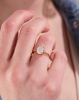 Mother Of Pearl Oval Gold Adjustable Ring