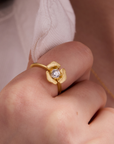 Rosebud gold adjustable ring