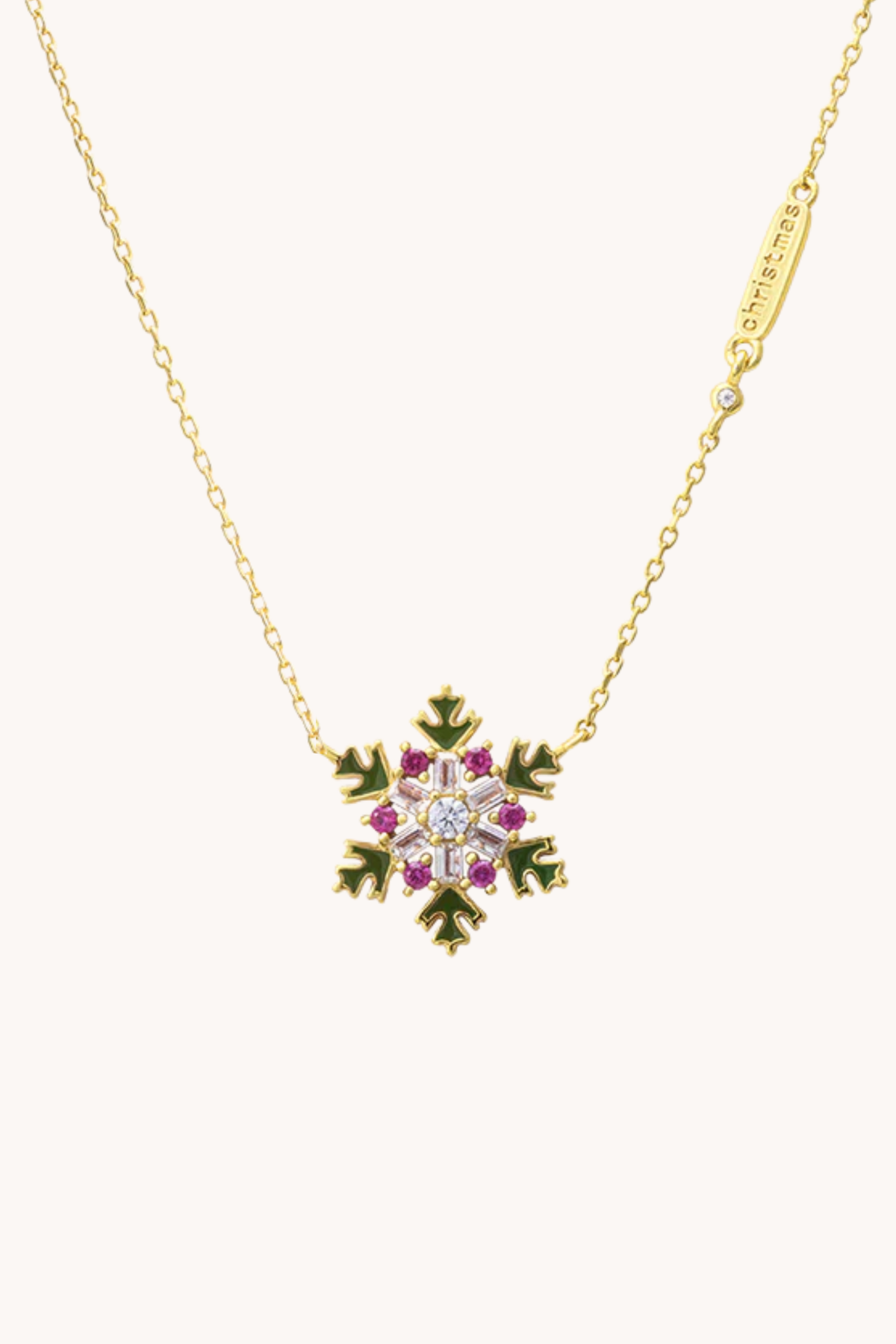 Snowflake Pink Gold Necklace