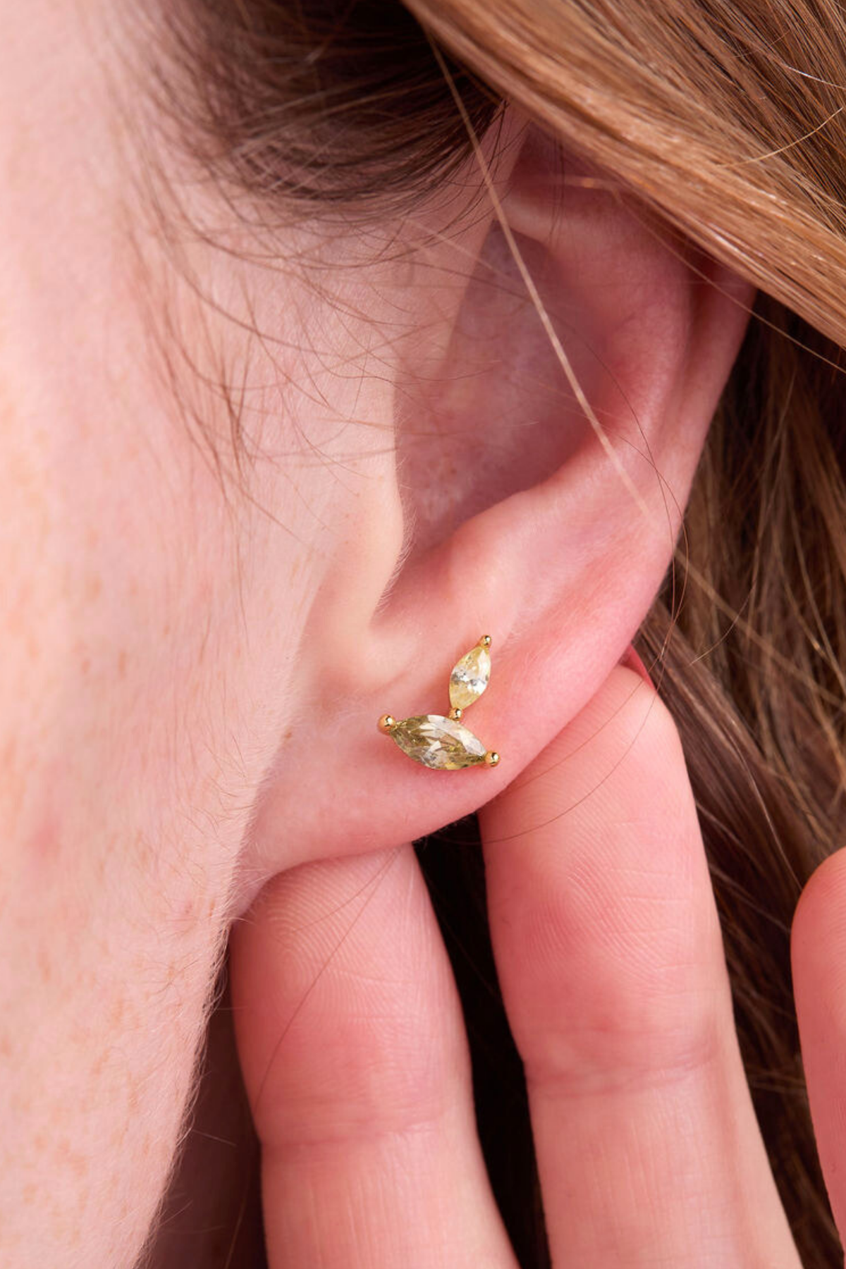 Autumn Marquise Leaf Gold Stud