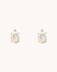 Mother Of Pearl Oval Gold Studs
