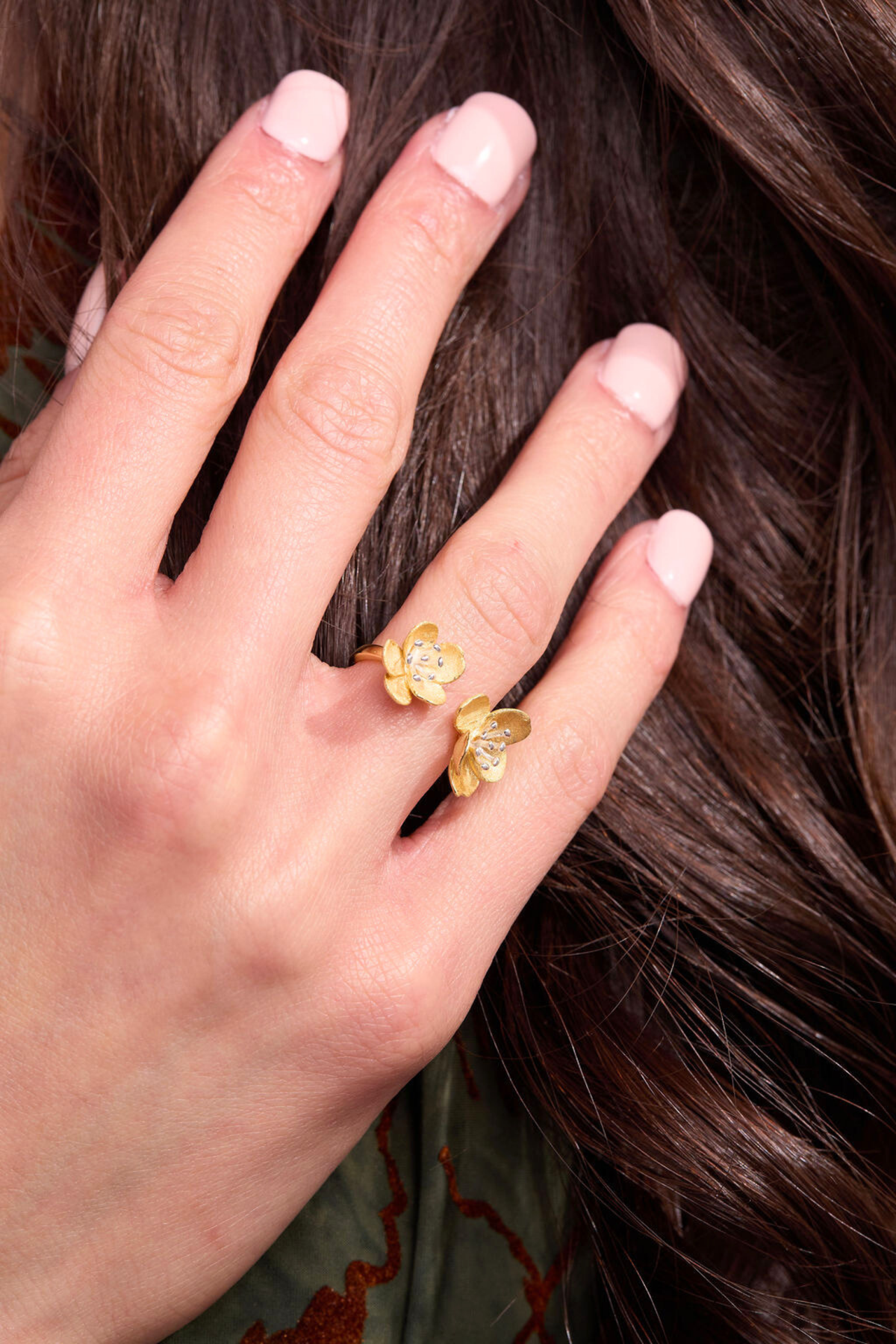 Sakura Bouquet Gold Adjustable Ring