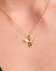 Honeybee Tiger's Eye Gold Necklace