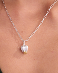 Elegant Silver Tulip Necklace