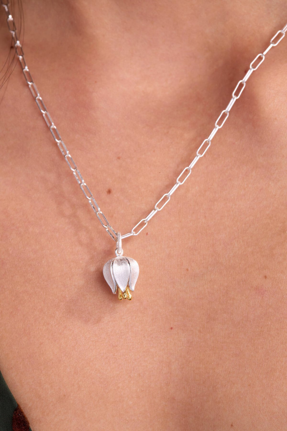 Elegant Silver Tulip Necklace