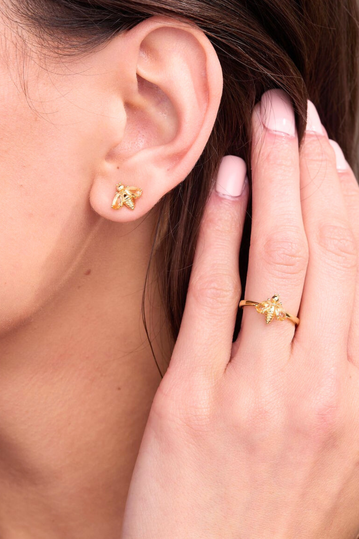 Bumblebee Citrine Gold Adjustable Ring