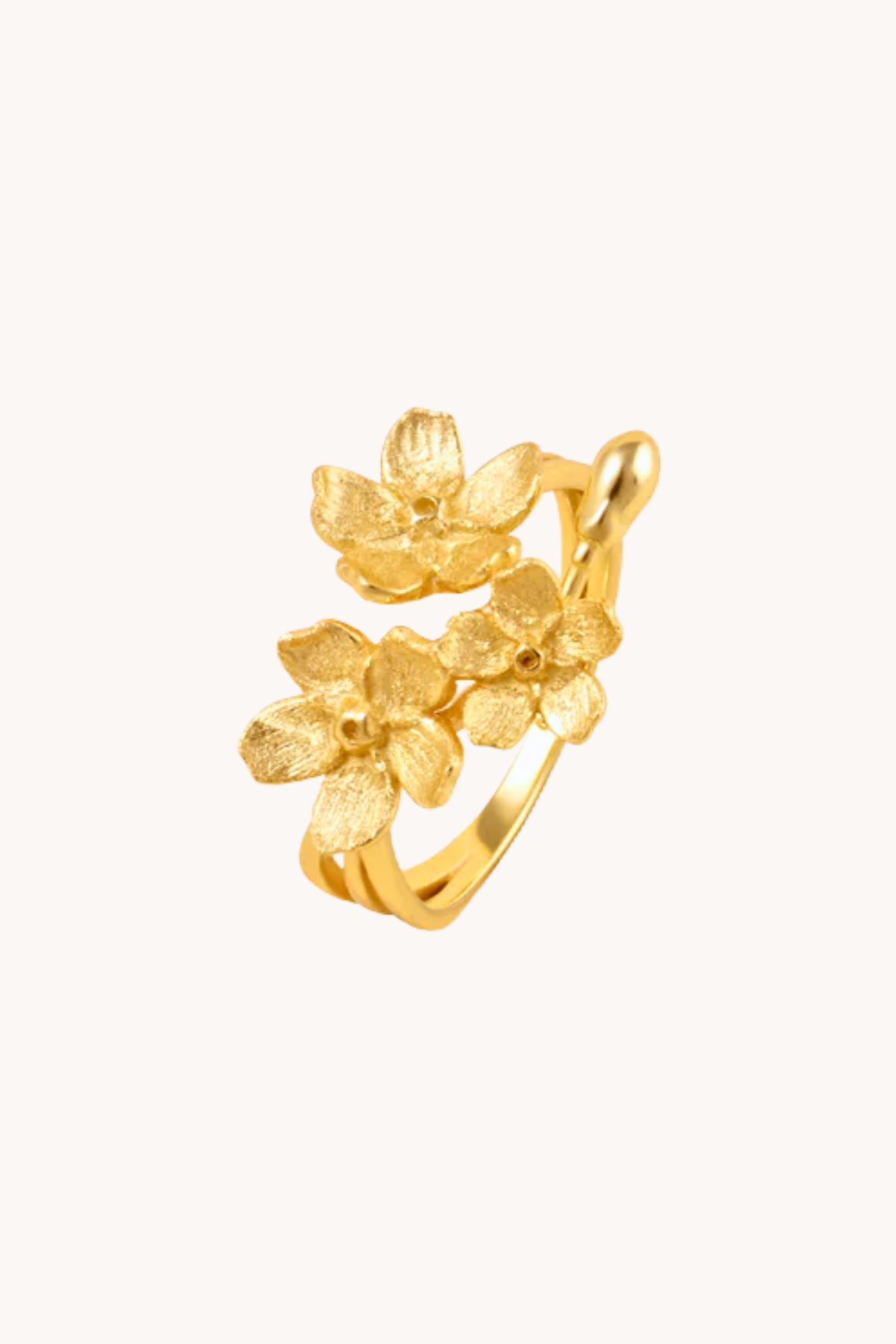 Cherry Blossom Bunch Gold Adjustable Ring