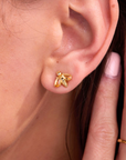 Bumblebee Citrine Gold Stud Earrings