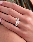 Cherry Blossom Silver Adjustable Ring