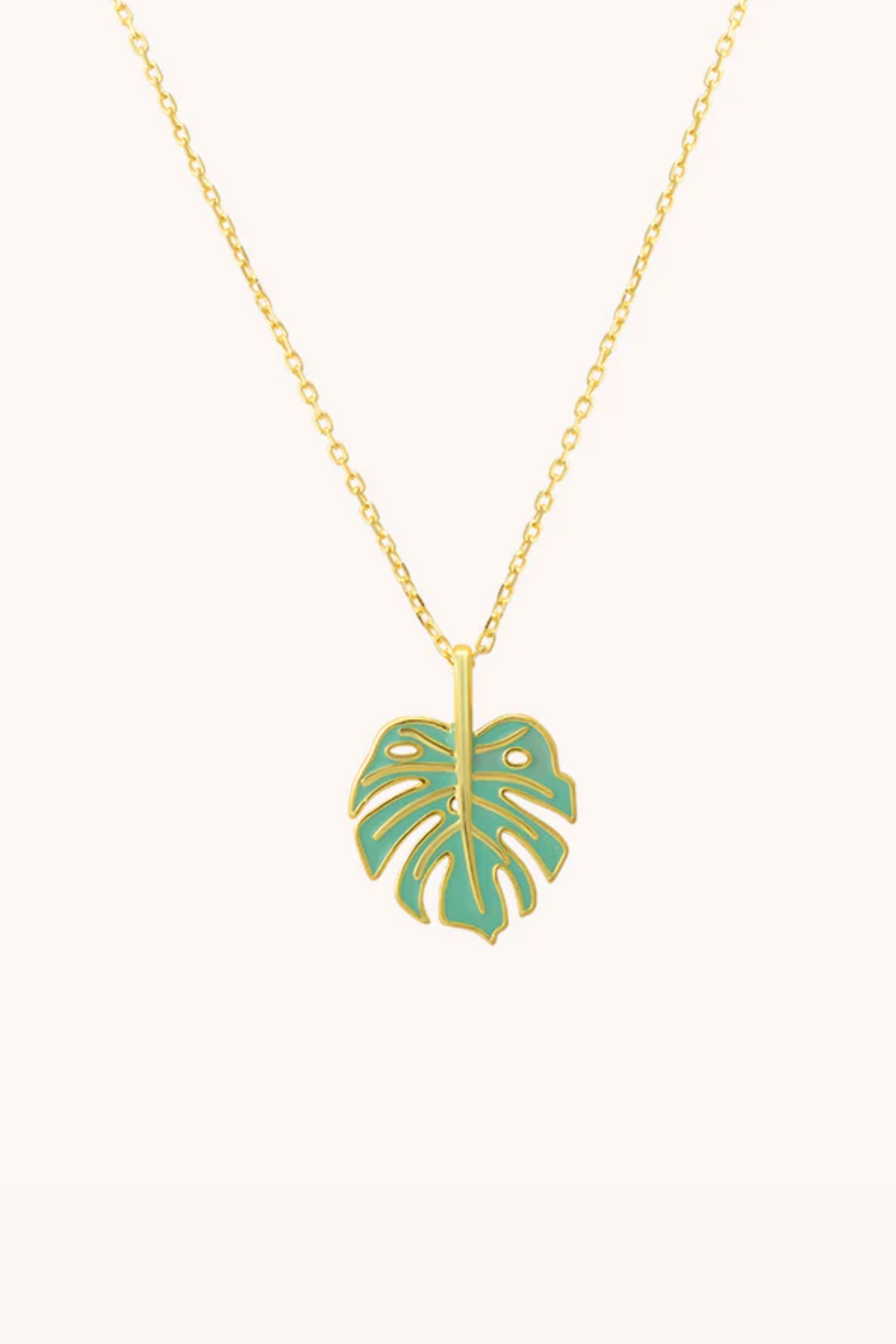 Monsterra Green Gold Pendant with chain