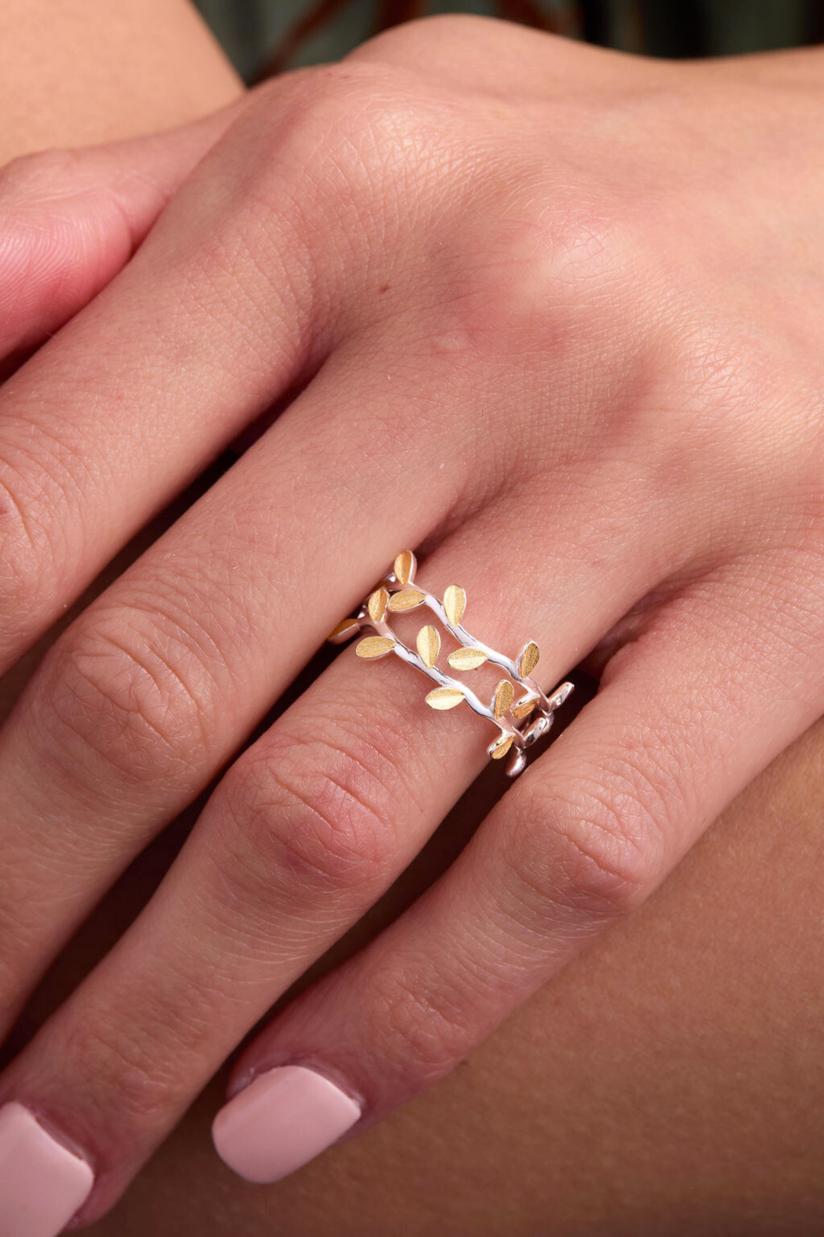 Delicate Vine Silver Adjustable Ring