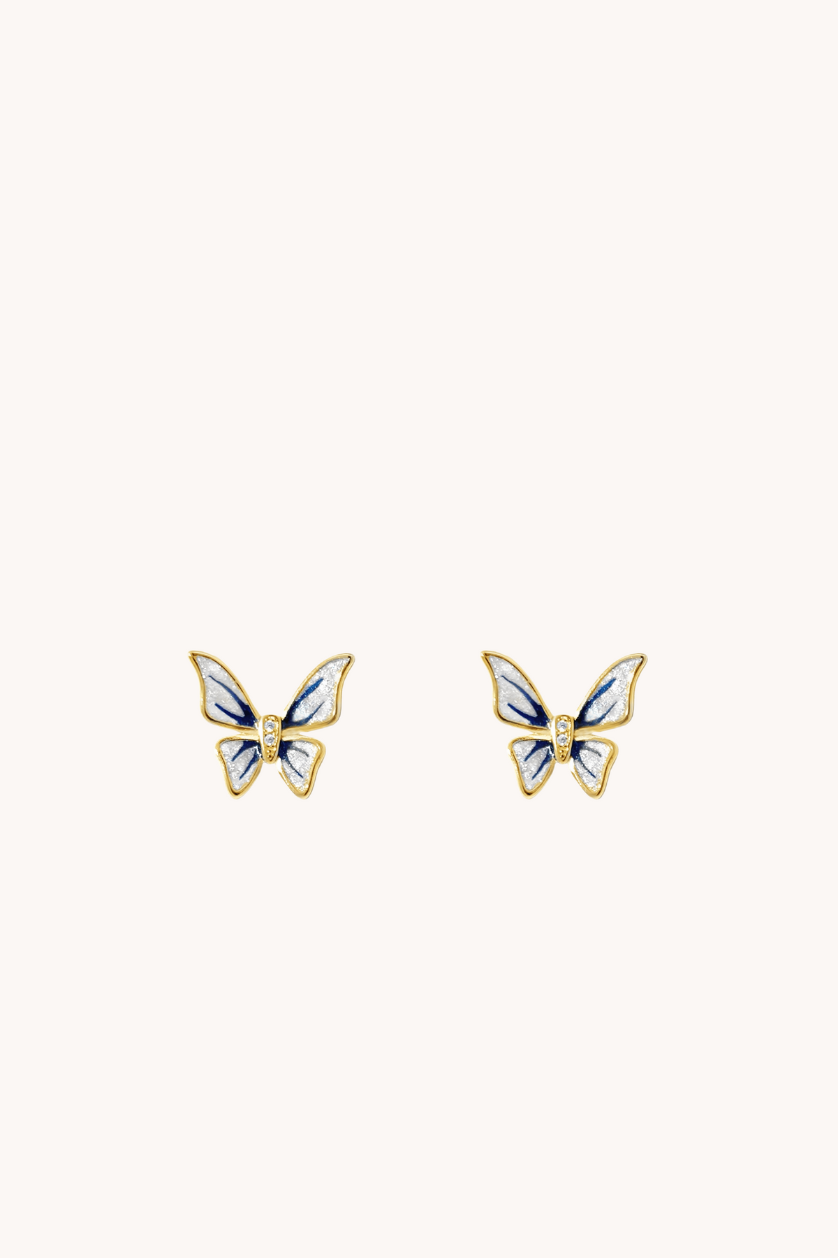 Butterfly Blue Stud Gold Earrings