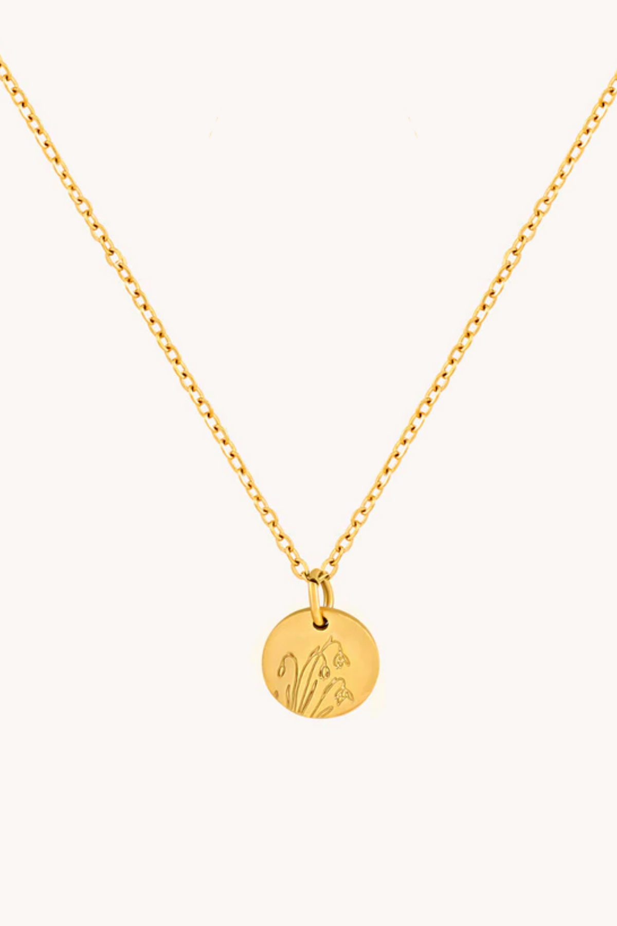January Snowdrop Gold Birthflower Necklace