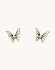 Butterfly Blue Stud Gold Earrings