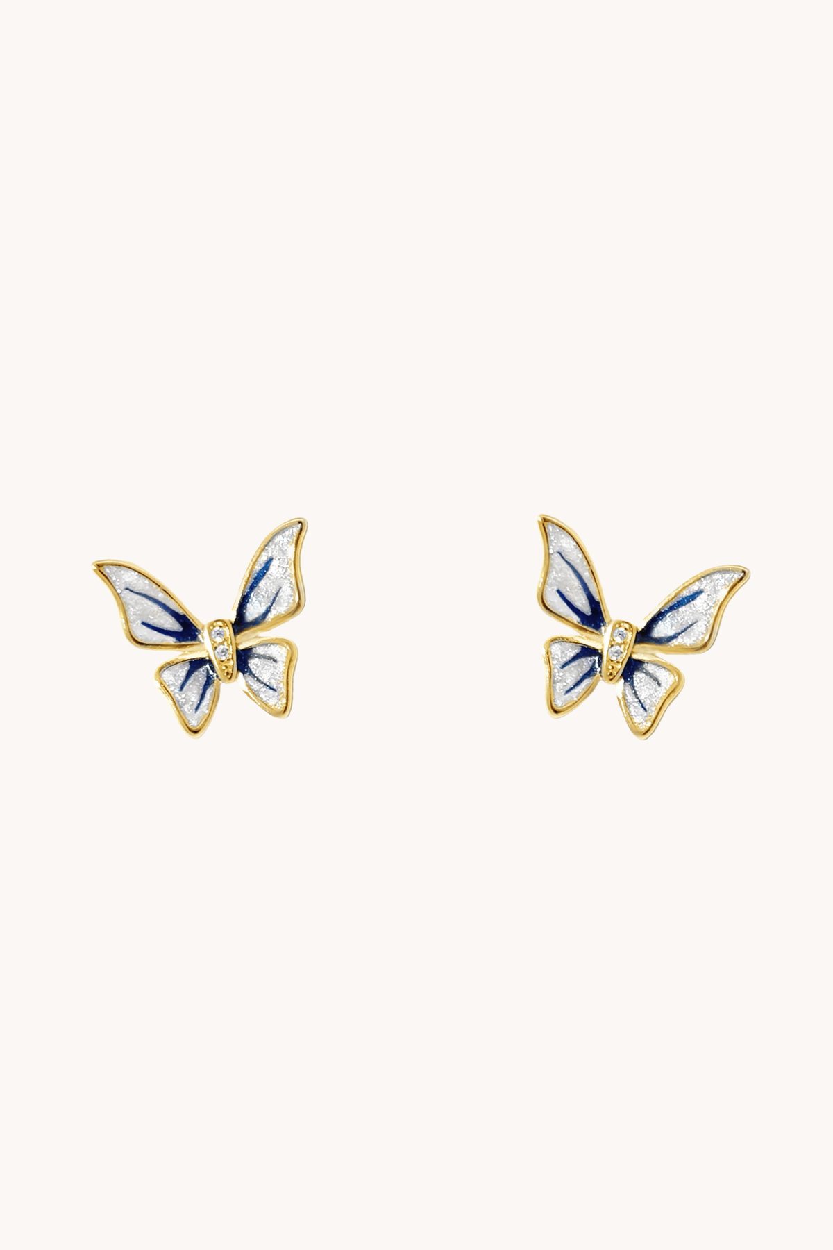 Butterfly Blue Stud Gold Earrings