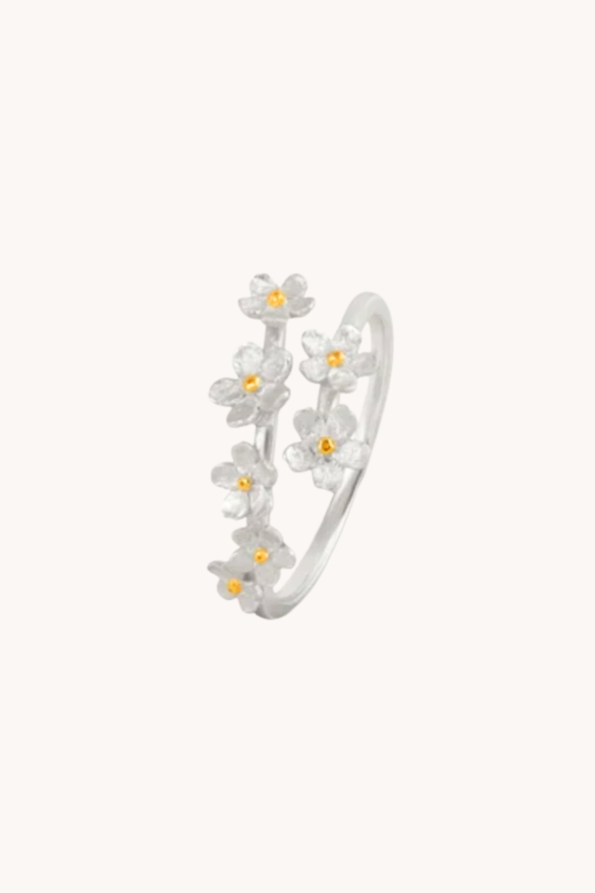 Cherry Blossom Silver Adjustable Ring
