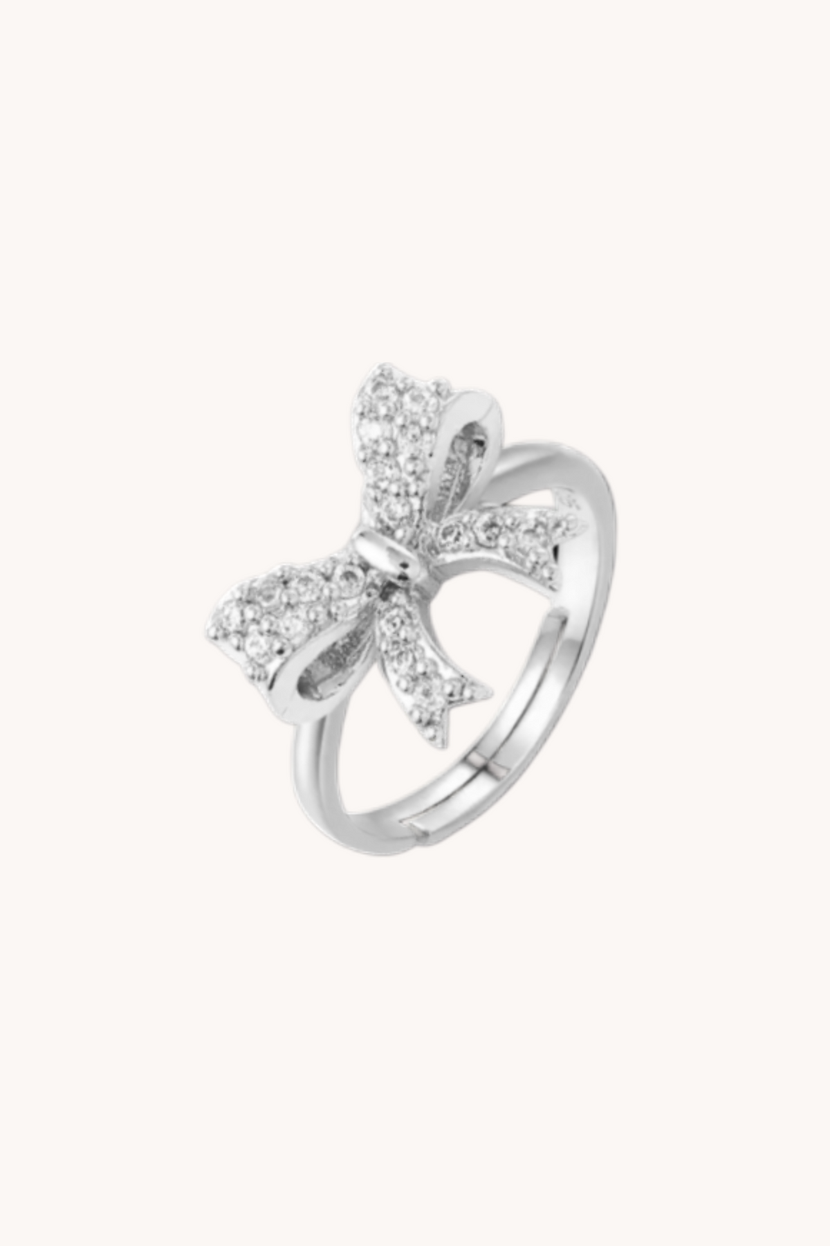 Beautiful Bow Silver Adjustable Ring