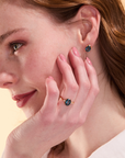 London Blue Topaz Oval Gold Studs