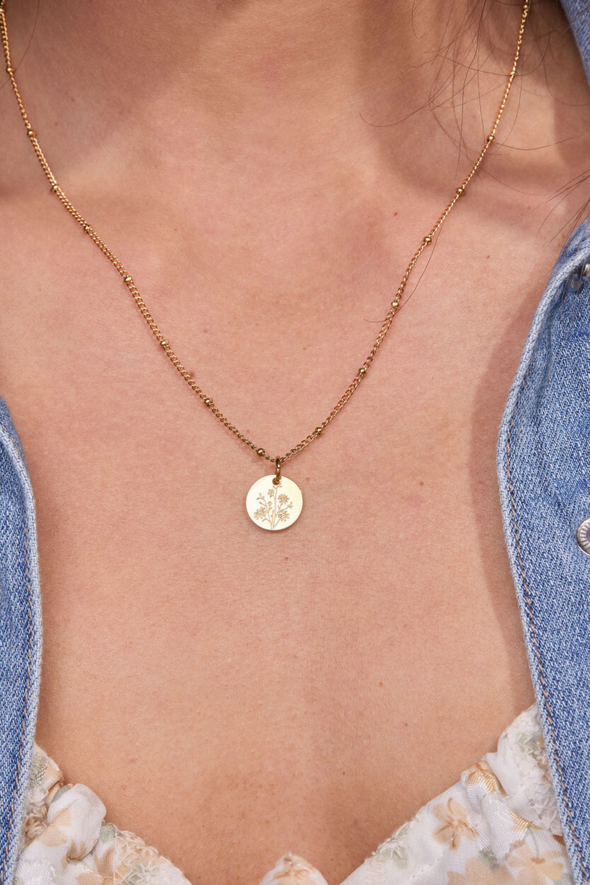 September Aster Gold Birthflower Necklace