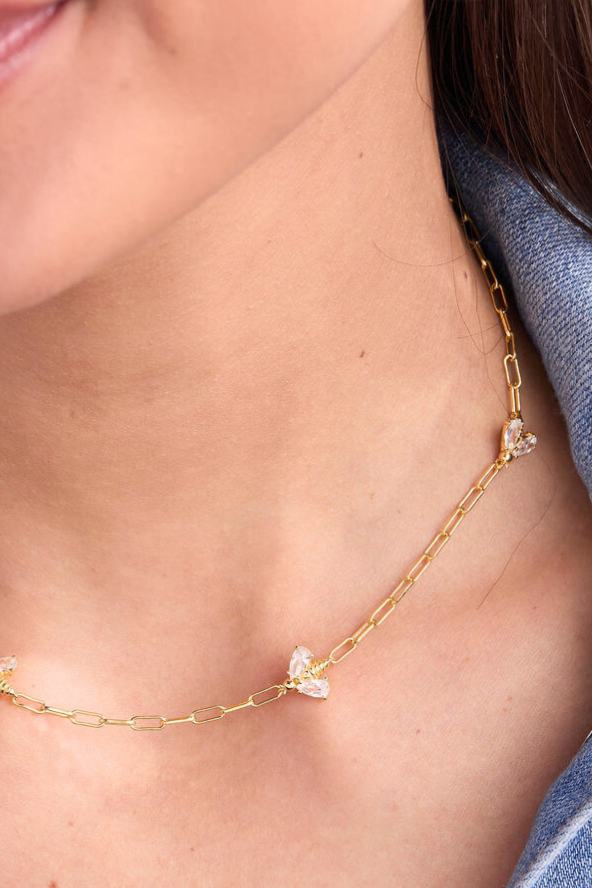 Bumblebee Paperclip Gold Necklace