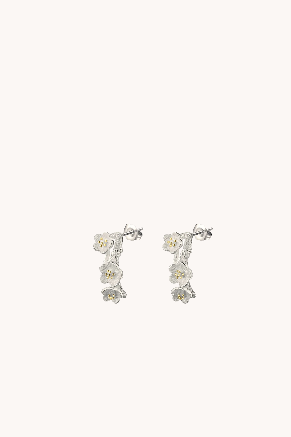 Cherry Blossom Silver Stud Earrings