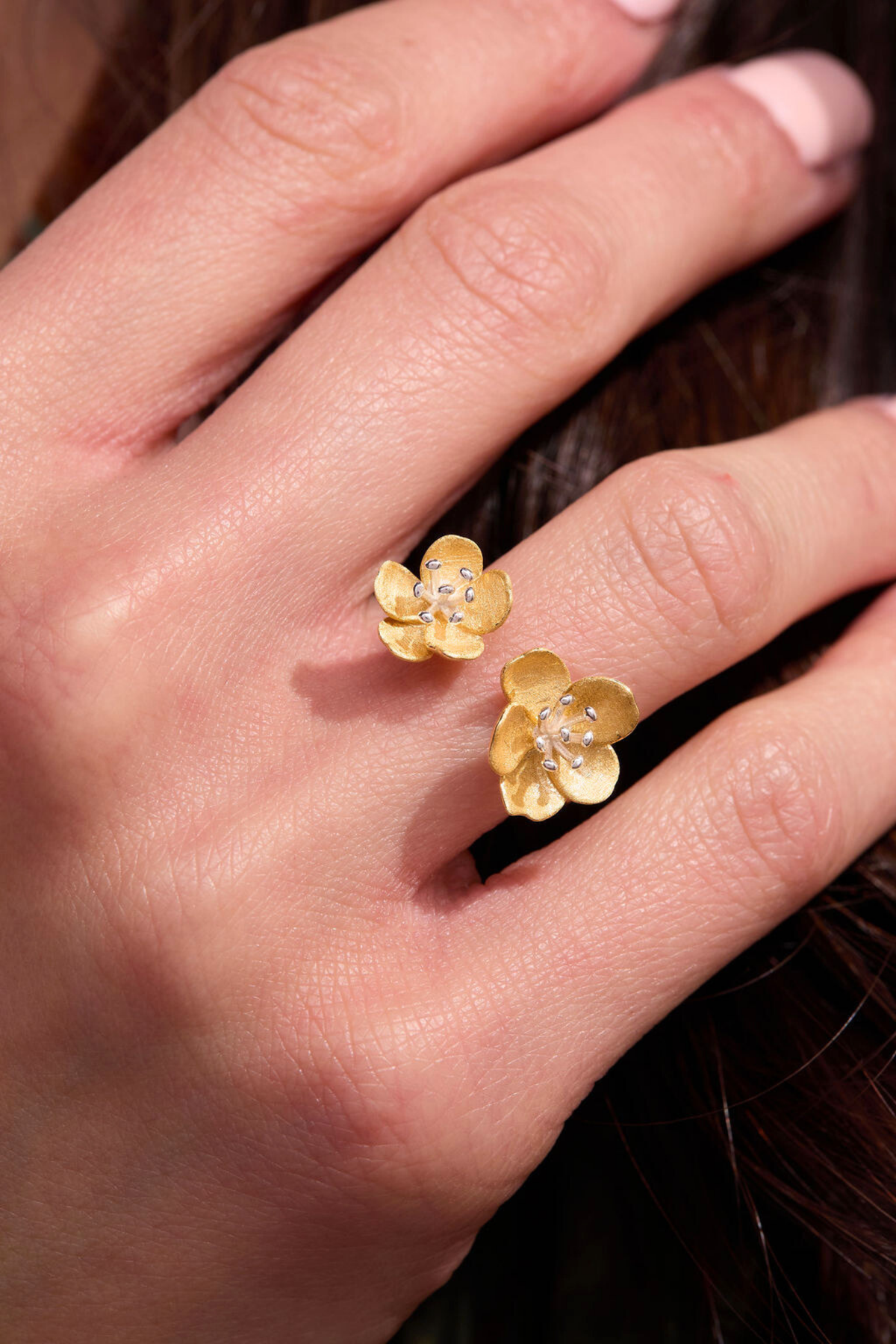 Sakura Bouquet Gold Adjustable Ring
