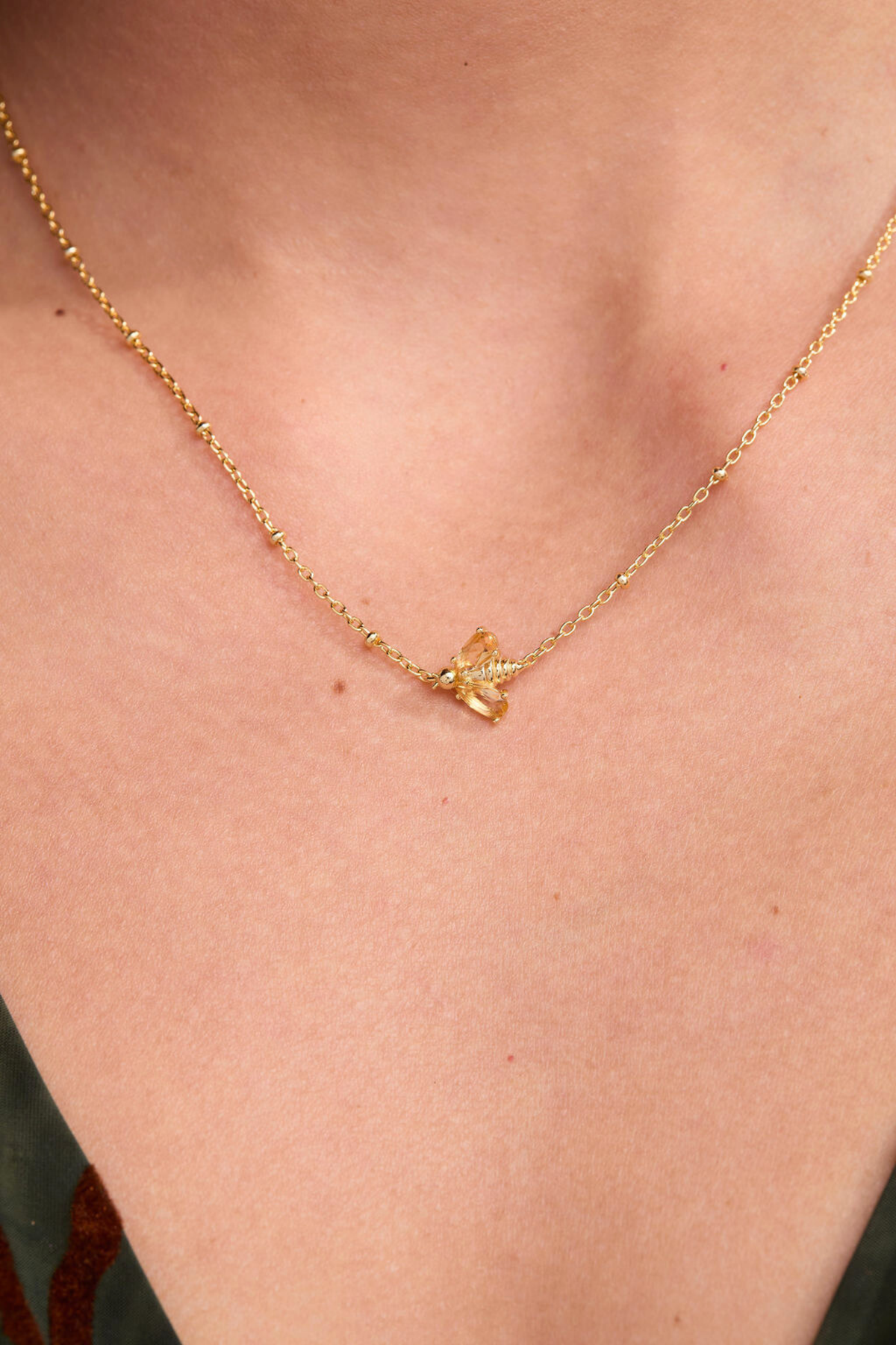 Bumblebee Citrine Gold Necklace