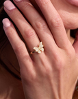 Dancing Butterfly Gold Adjustable Ring