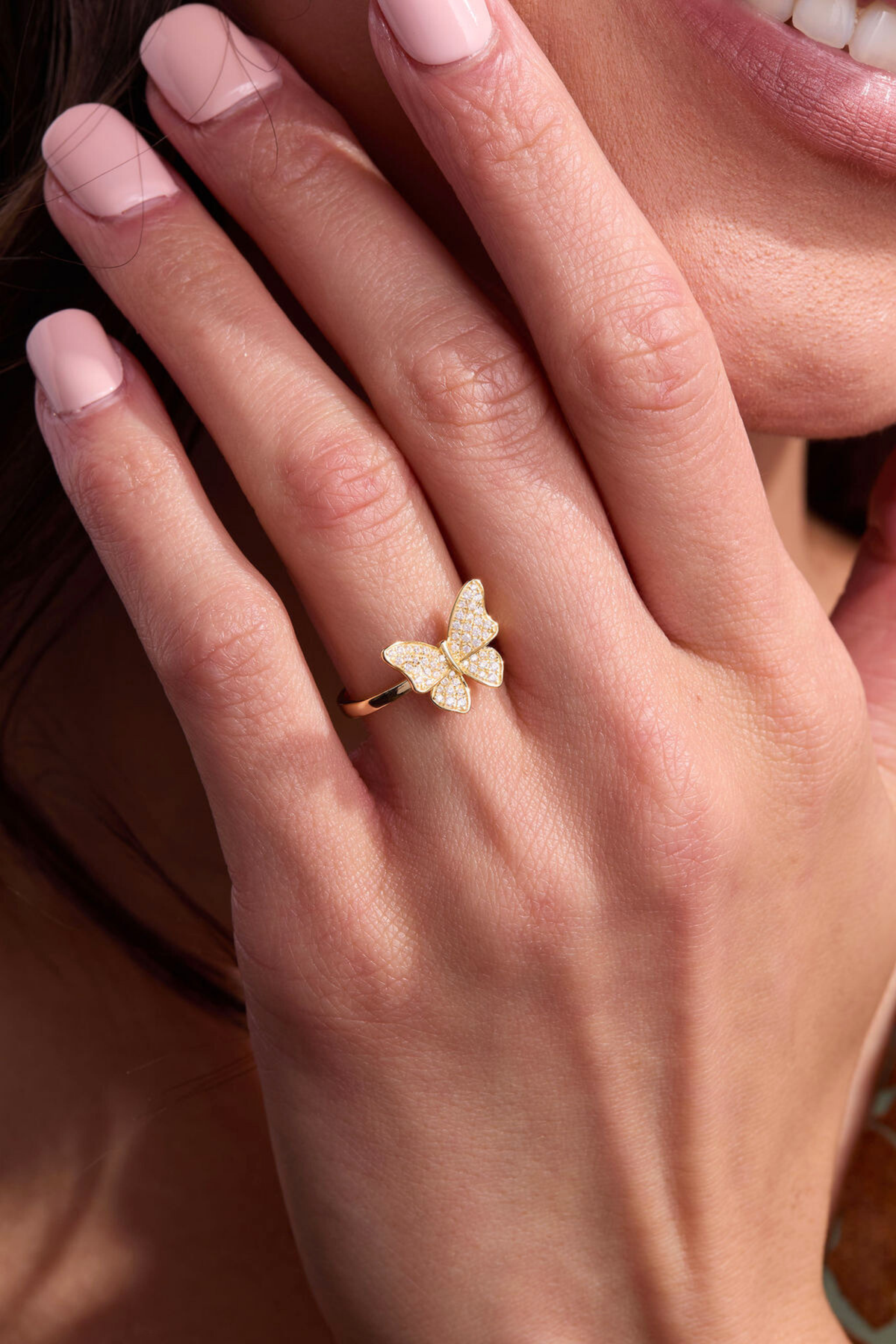 Dancing Butterfly Gold Adjustable Ring