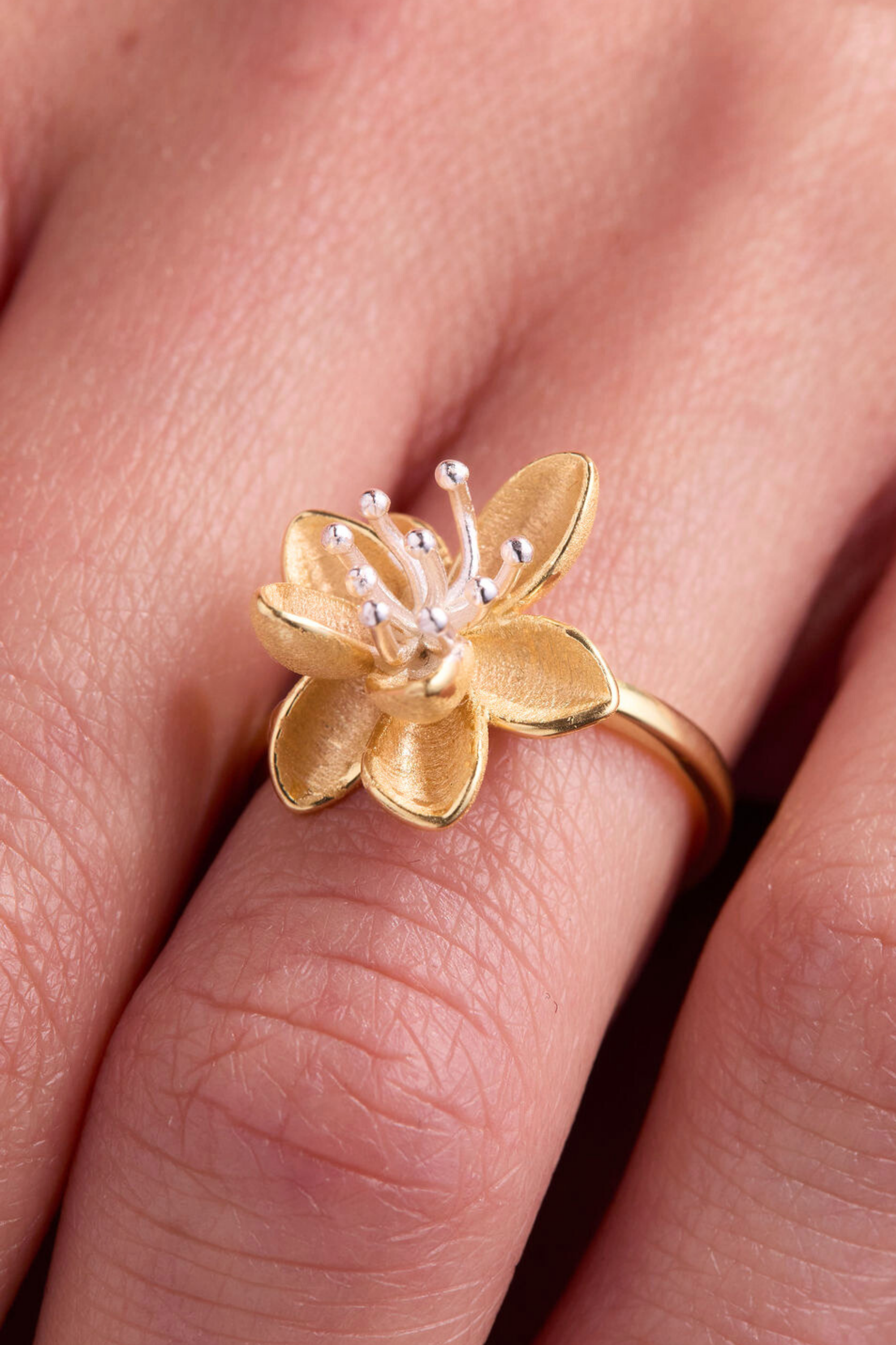 Lotus Gold Adjustable Ring