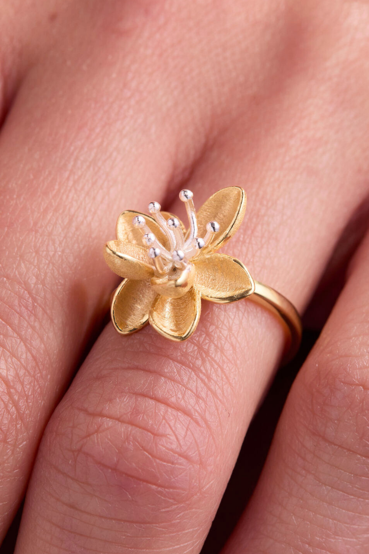 Lotus Gold Adjustable Ring