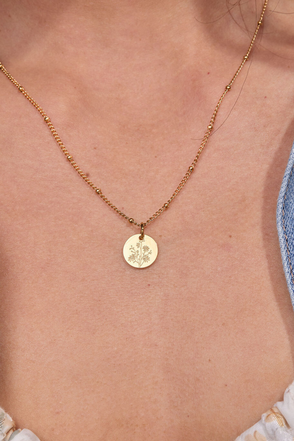 September Aster Gold Birthflower Necklace