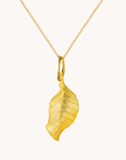 Rose Leaf Gold Pendant with Chain