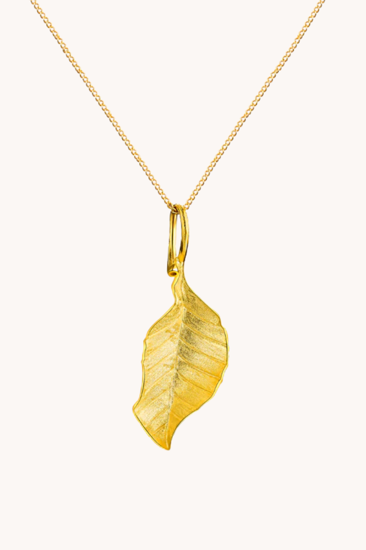 Rose Leaf Gold Pendant with Chain
