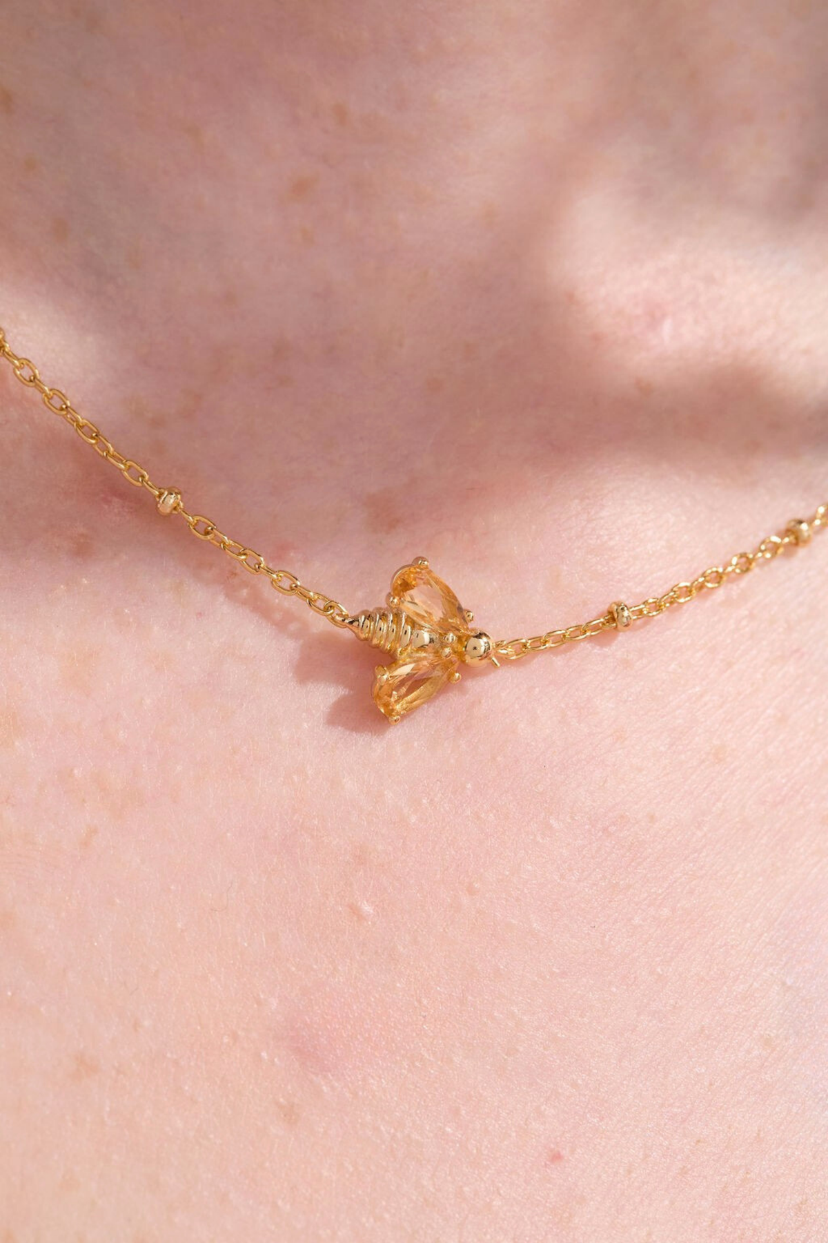 Bumblebee Citrine Gold Necklace