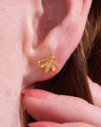 Bumblebee Citrine Gold Stud Earrings