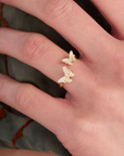 Dancing Butterfly Duo Gold Adjustable Ring