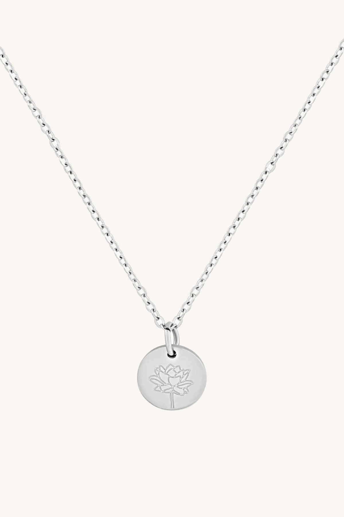 July Water Lily Silver Birthflower Necklace