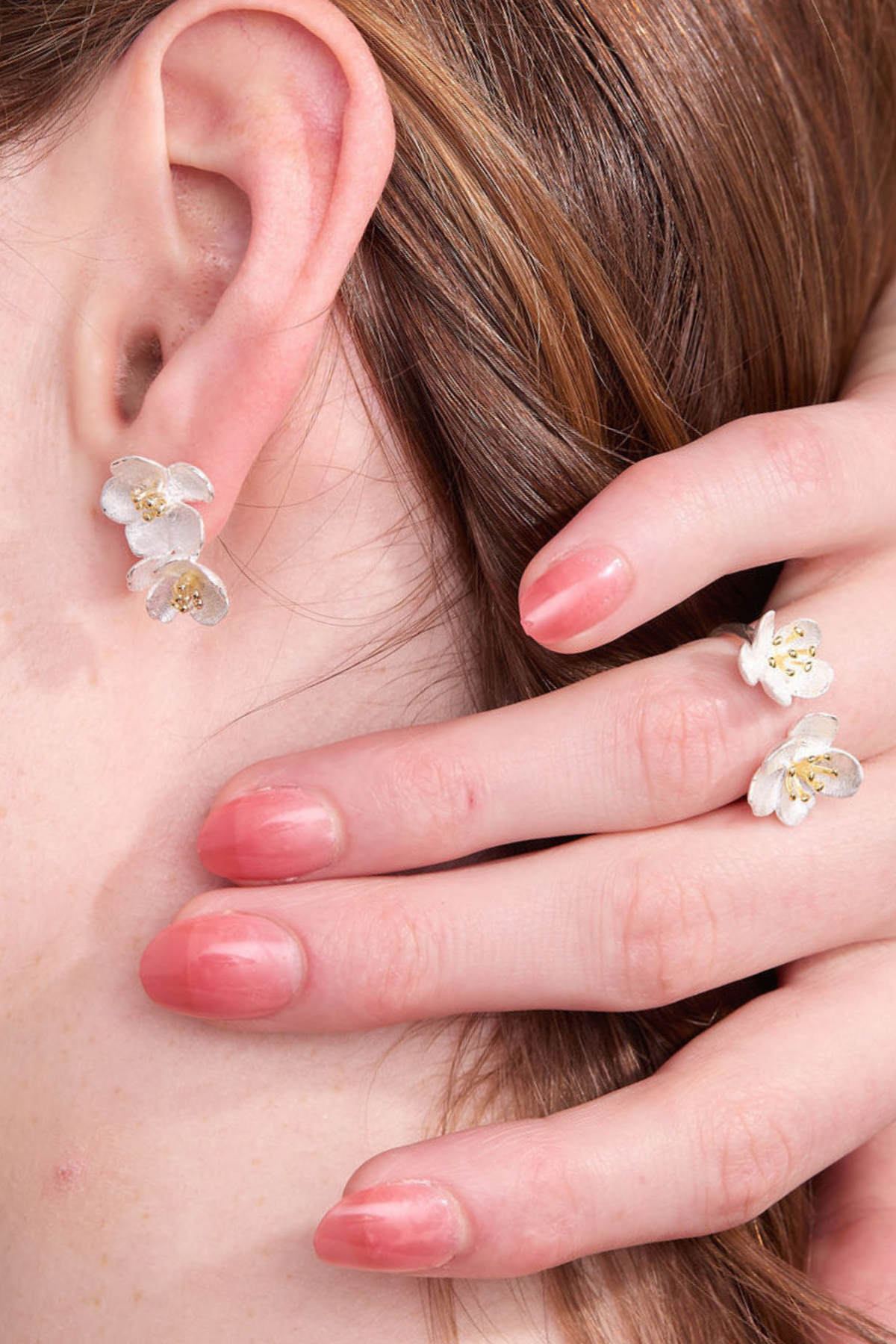 Sakura Bouquet Silver Studs