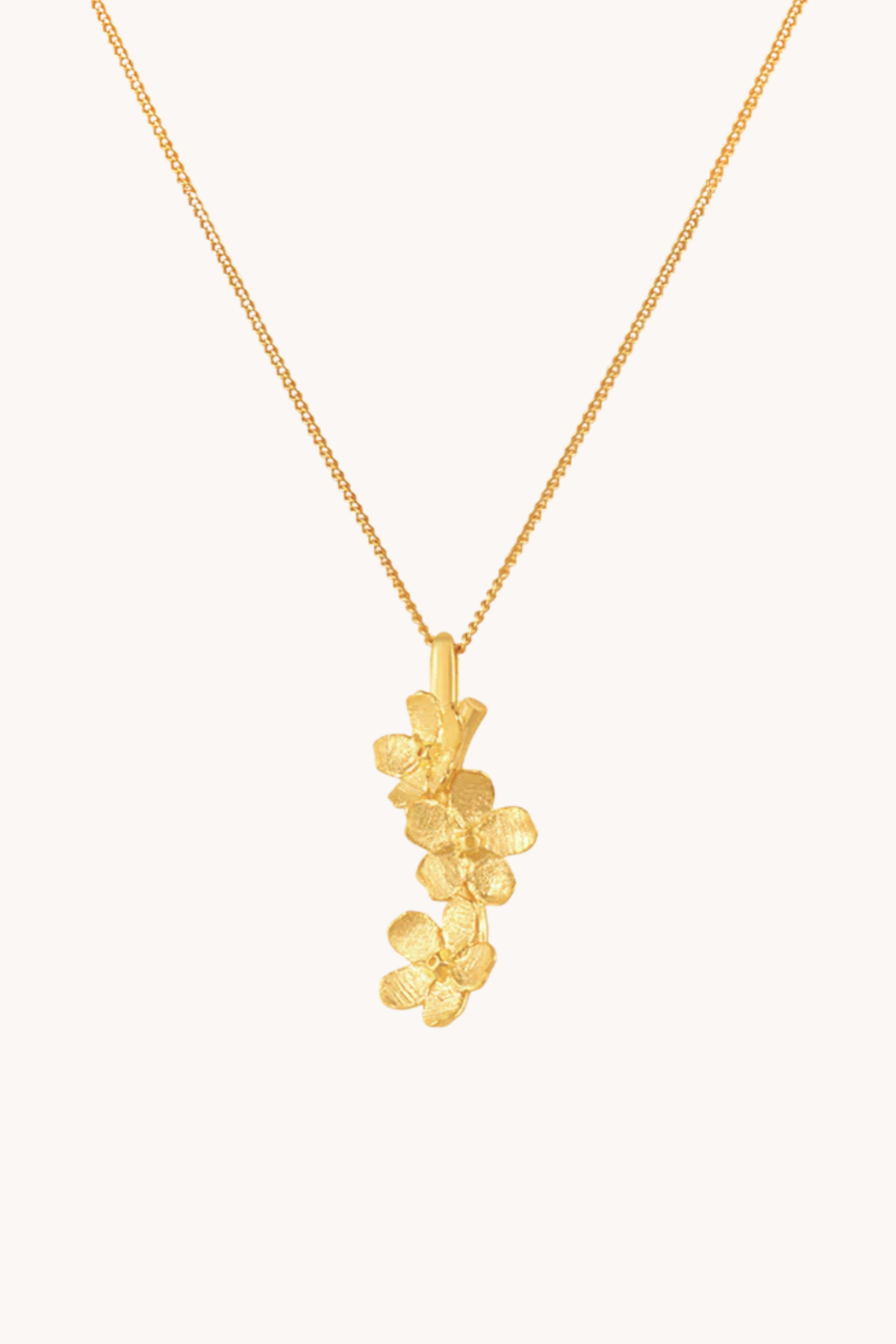 Cherry Blossom Cascade Gold Pendant With Chain
