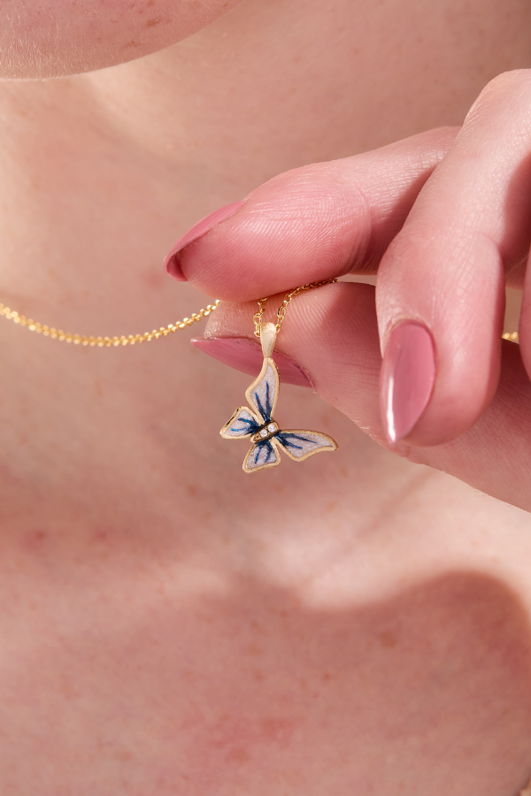 Butterfly Blue Gold Necklace