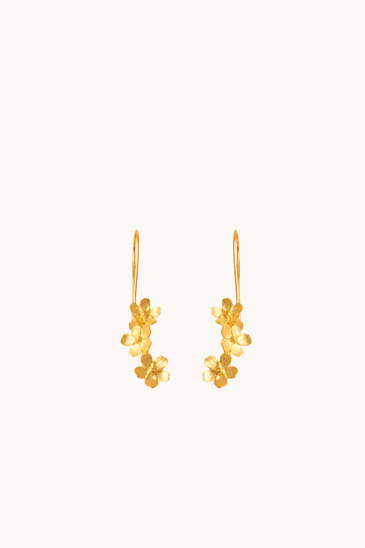 Cherry Blossom Cascade Gold Drop Earrings