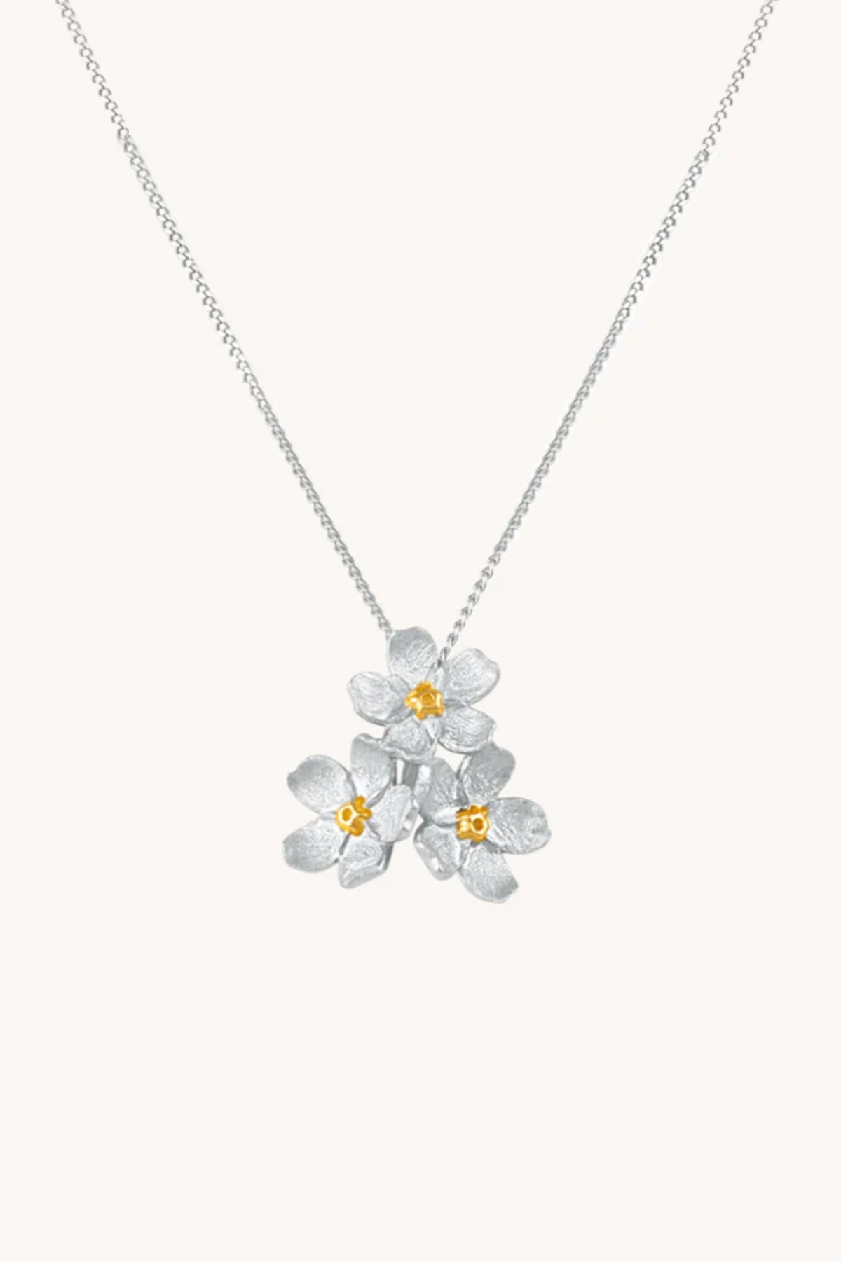 Cherry Blossom Bunch Silver Pendant With Chain