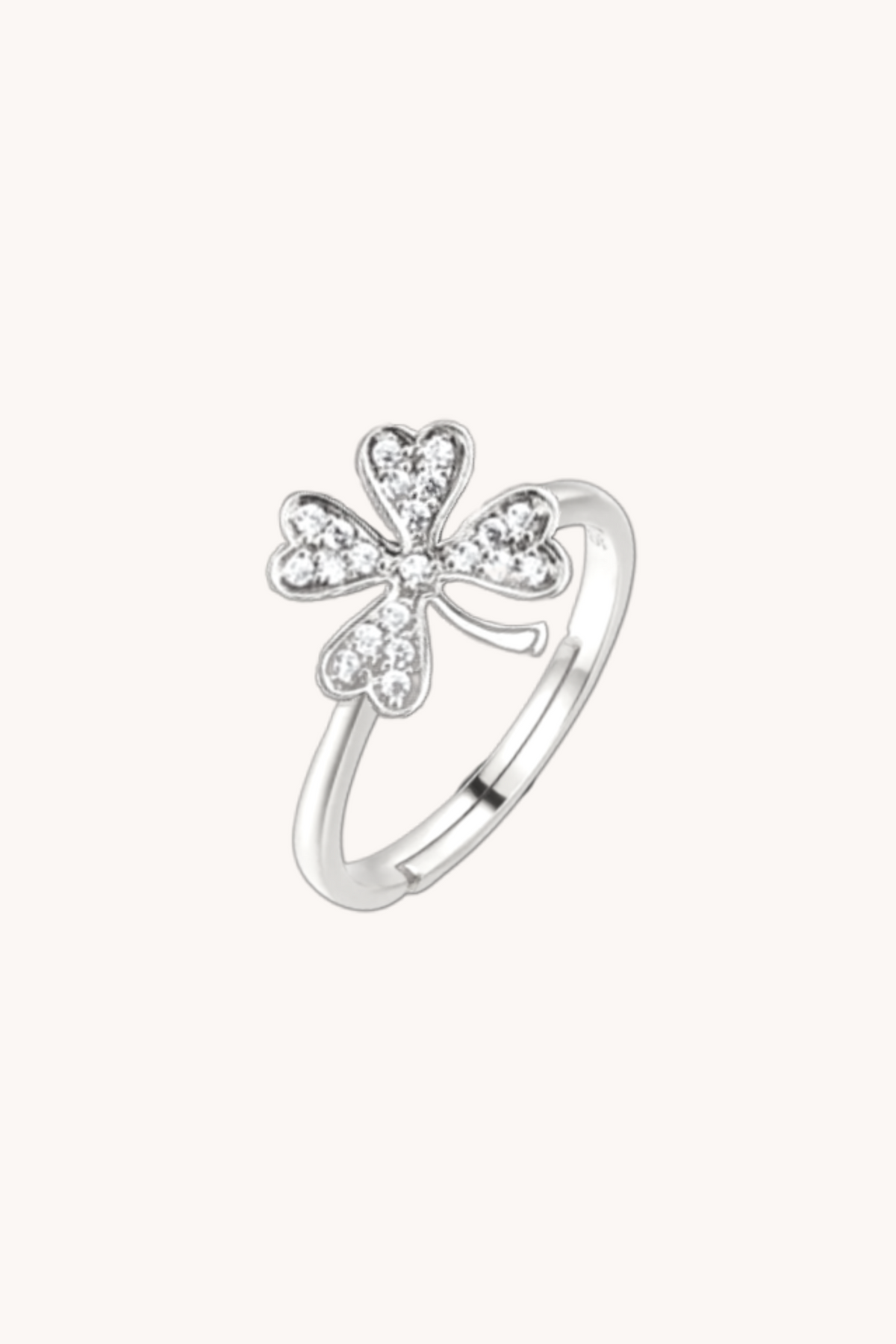 Lucky Clover Silver Adjustable Ring