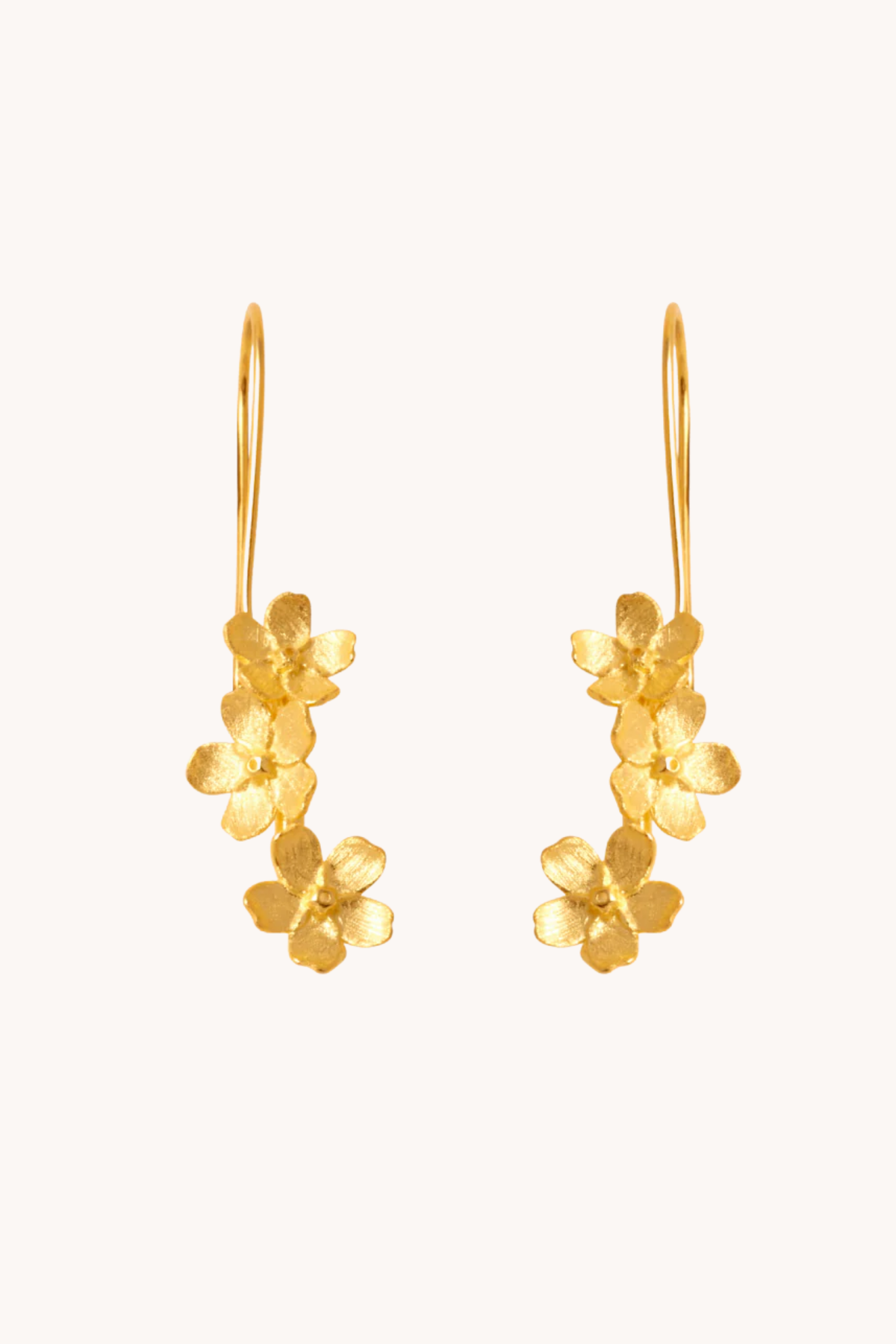 Cherry Blossom Cascade Gold Drop Earrings