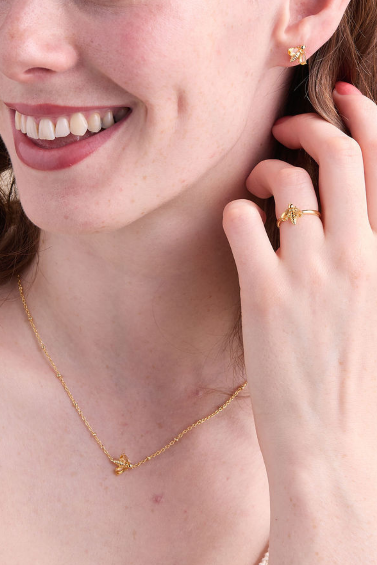 Bumblebee Citrine Gold Stud Earrings