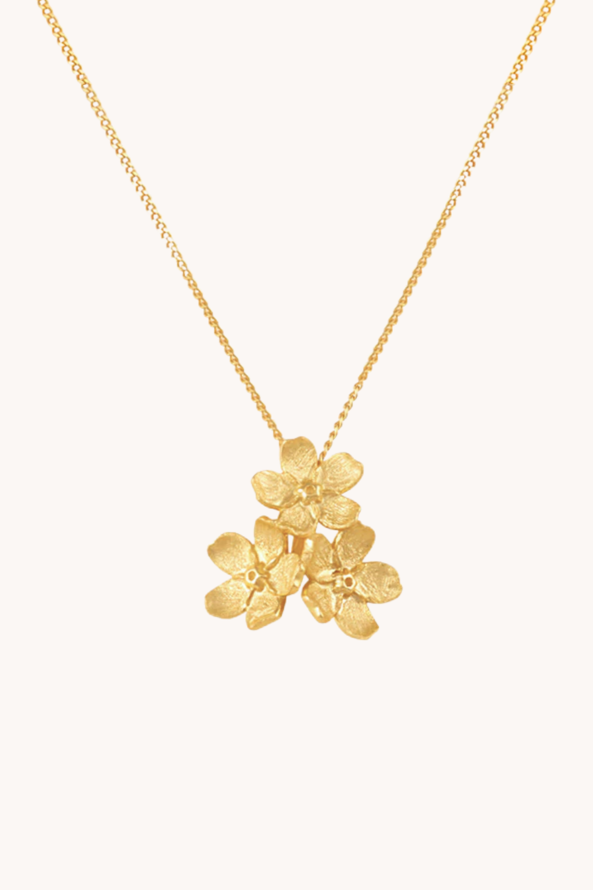 Cherry Blossom Bunch Gold Pendant With Chain