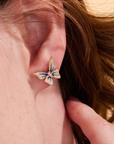 Butterfly Blue Stud Gold Earrings