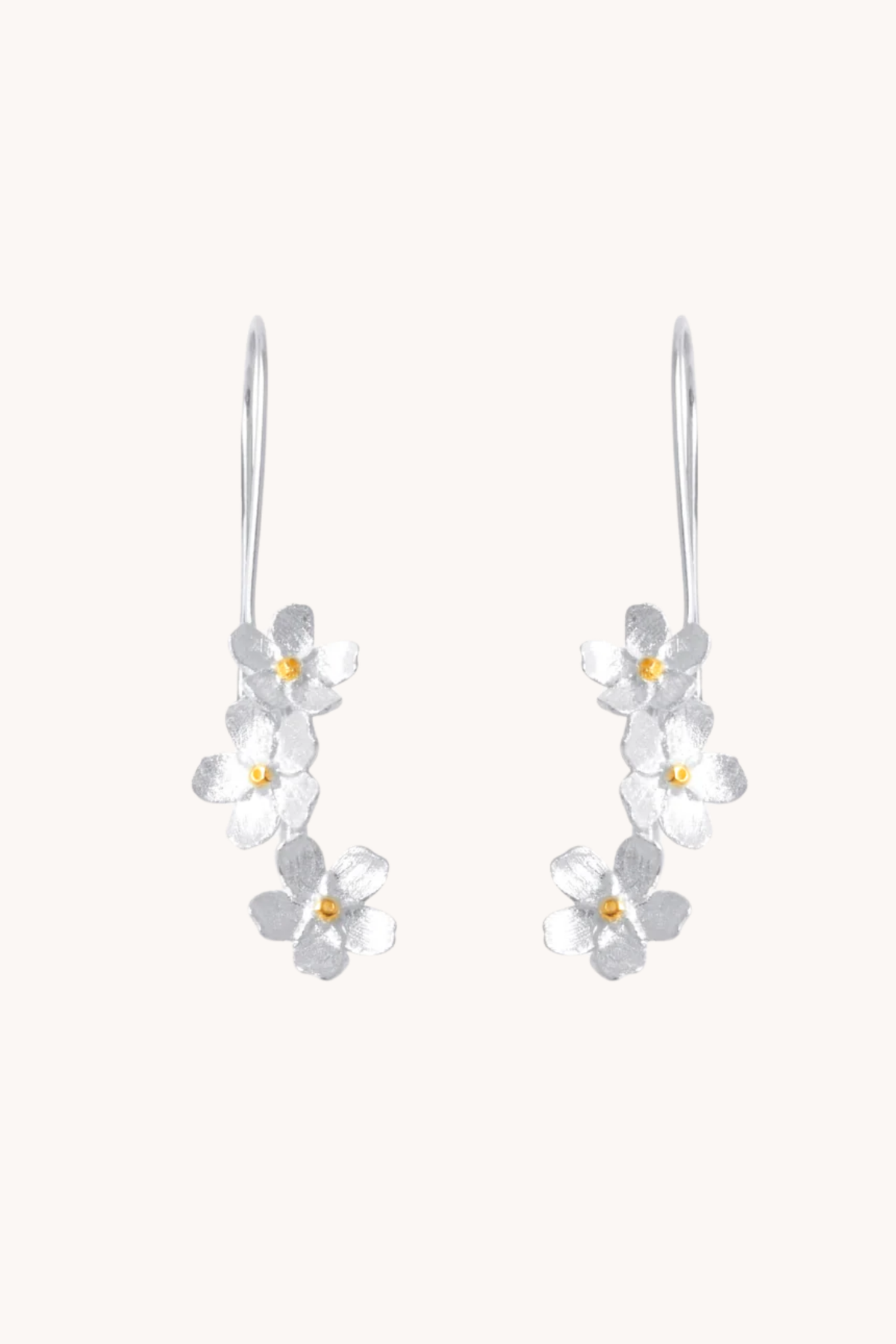 Cherry Blossom Cascade Silver Drop Earrings